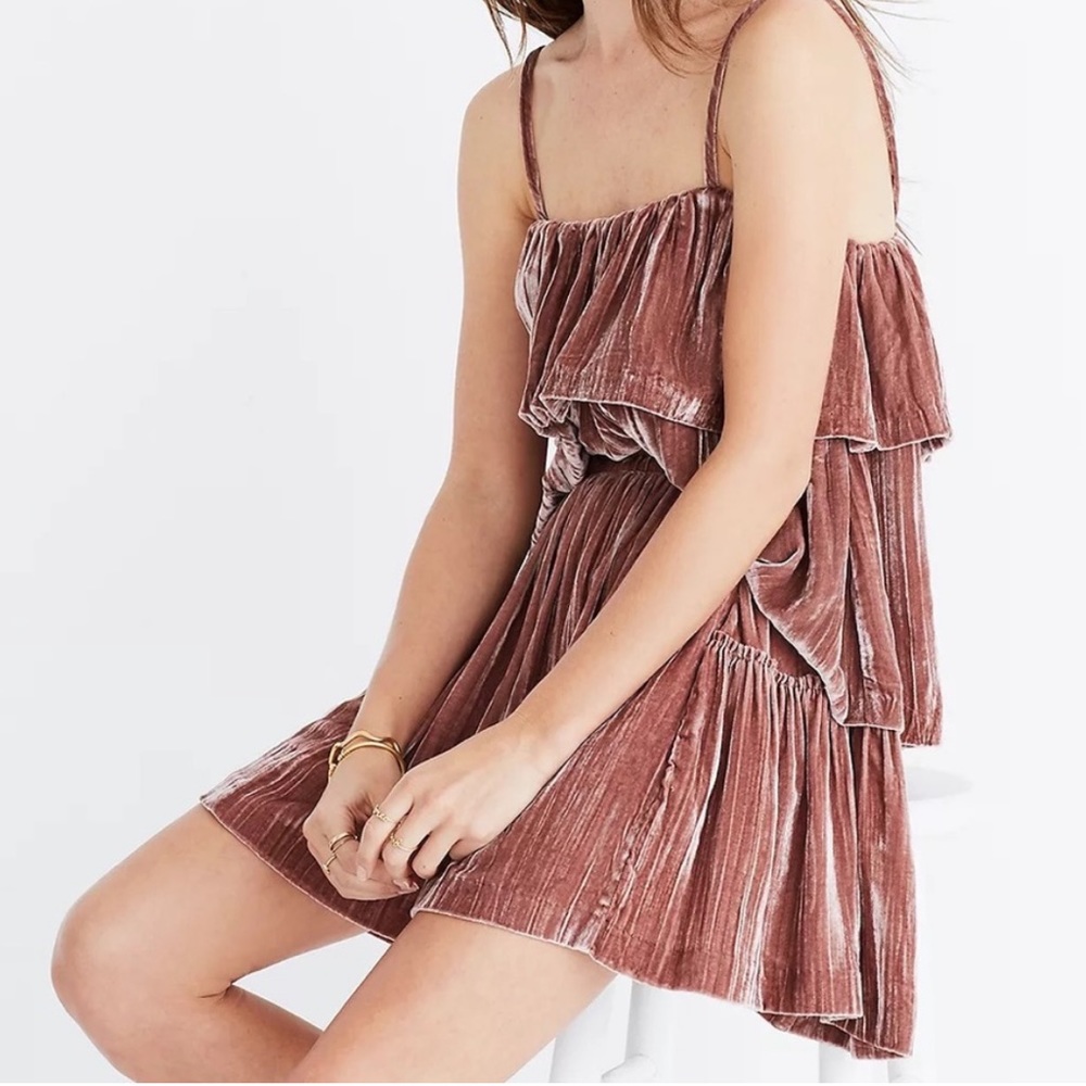 MADEWELL CRUSHED VELVET RUFFLE CAMI - Picture 7 of 7